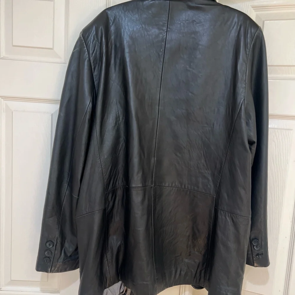 Adler Authentic NZ Lambskin Leather Jacket Black Lined  Button Coat Mens Size 44